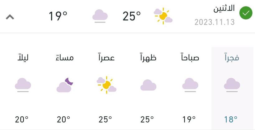 توقعات احوال طقس اليوم الاثنين