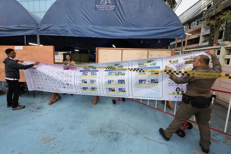 Thailand ruling party takes early lead in tight three-way election race