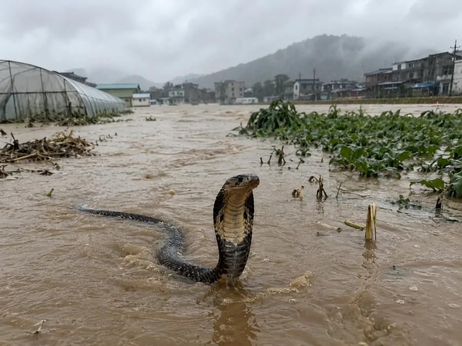 Inondations en Chine : près de 900 serpents en fuite