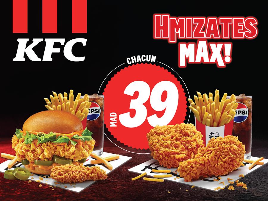Hmizates Max : KFC Maroc mise sur quatre menus complets à 39 DH