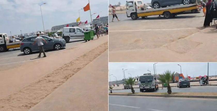 شاطئ سلا..جر سيارات المصطافين يثير الجدل وسط غموض حول قانونية الركن
