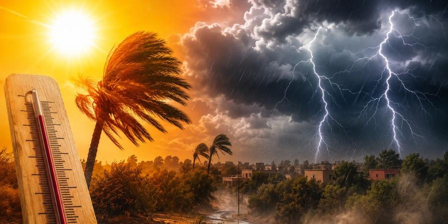 تقلبات جوية..سيول وعواصف رعدية في بعض المناطق وموجة حر بالجنوب
