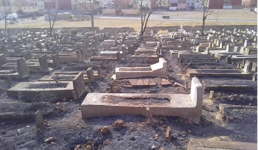 اندلاع حريق مهول بمقبرة الشهداء بوادي زم