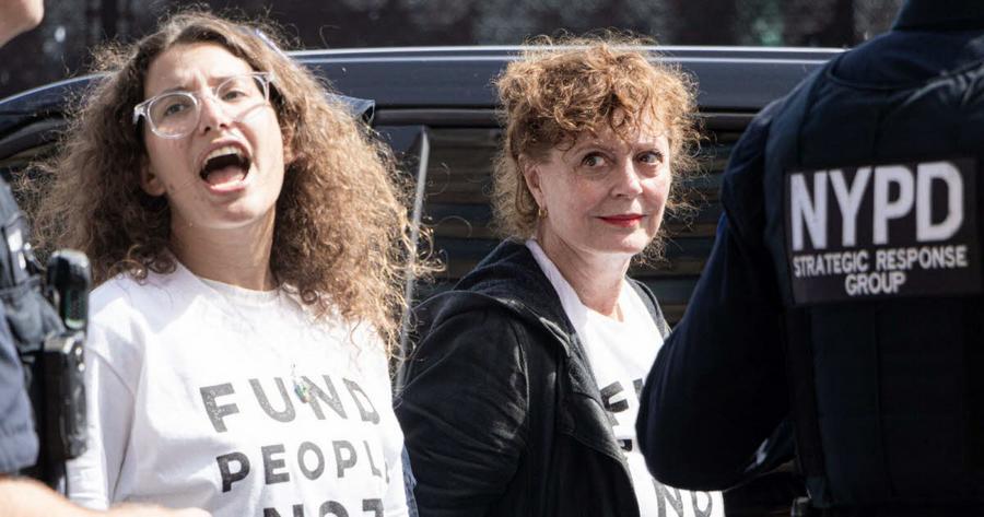 Susan Sarandon arrested during New York protest against Netanyahu