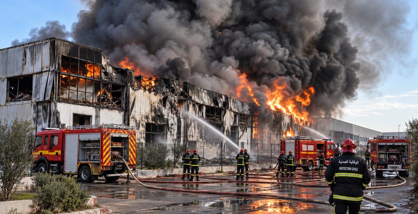 Incendie dans la zone industrielle TAC 1 à Fahs-Anjra, trois unités touchées