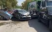 Fès : un camion de collecte des déchets percute neuf voitures et un triporteur