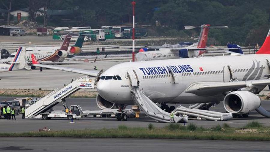 Turkish Airlines plane catches fire during landing in Kathmandu