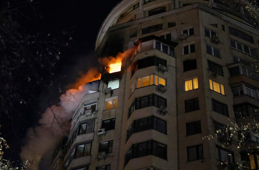 Russian strike sets Kyiv residential buildings ablaze