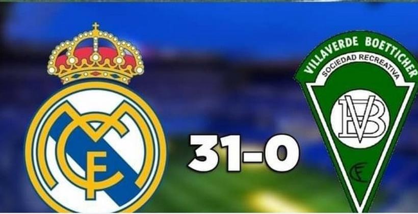 صدق ولا تستغرب.. صغار ريال مدريد يهزمون فيلافيردي بـ 31-0 في مباراة استمرت لشوط واحد قبل أن يوقفها الحكم لعدم التكافئ!