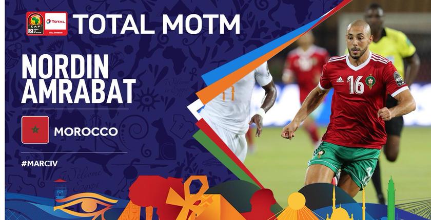 نور الدين أمرابط يتوج بجائزة أفضل لاعب في مباراة الأسود ضد الفيلة