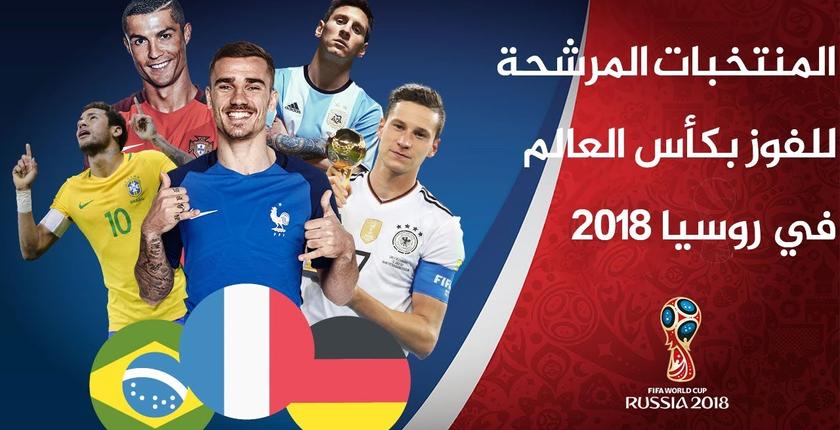 تعرف على المنتخبات المرشحة للفوز بكأس العالم روسيا 2018
