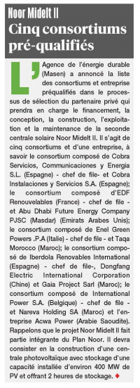 Cinq consortiums pré-qualifiés