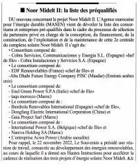 Noor Midelt II : la liste des préqualifiés